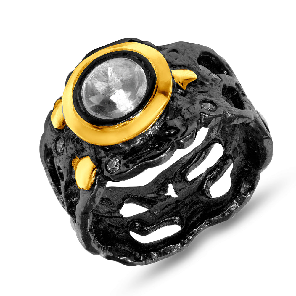 Men's Buff Top White Topaz Ring,