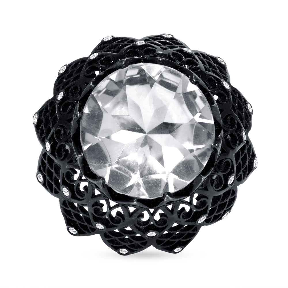 Black Lace Prasiolite Ring