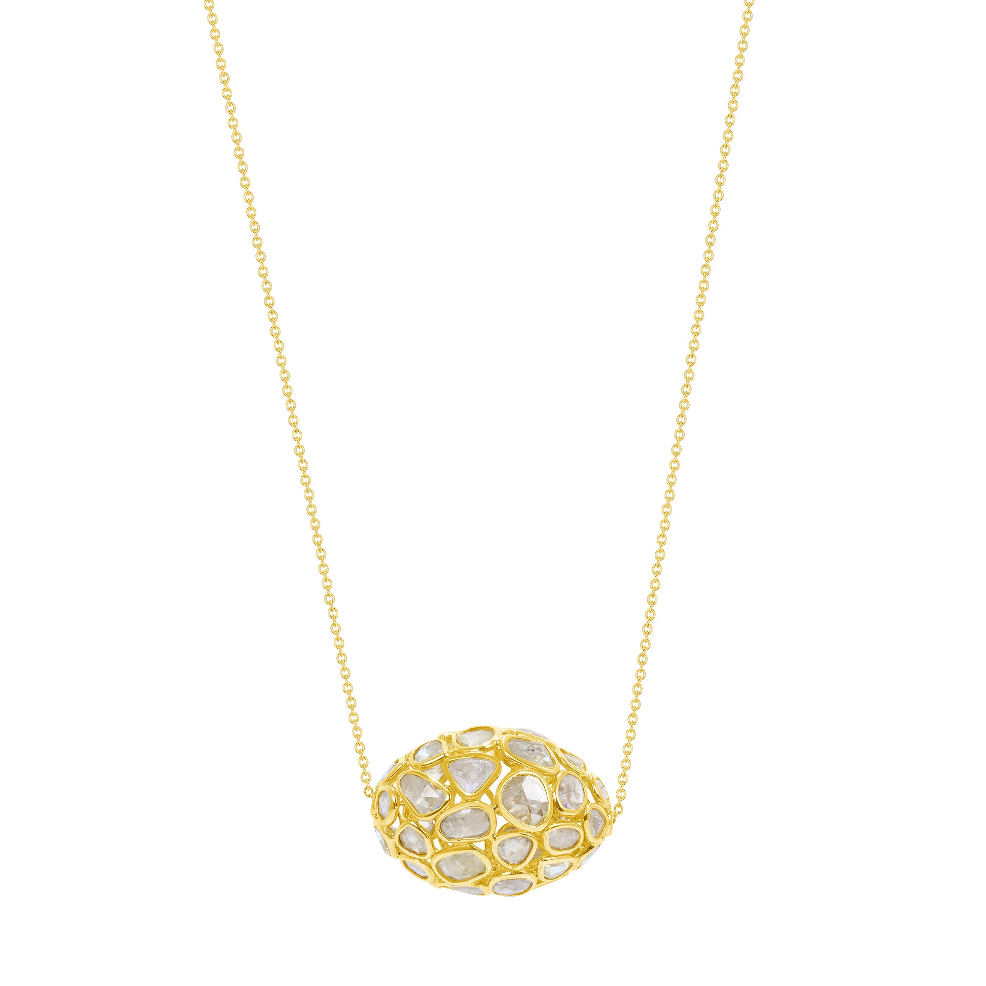 Large Bead, Rose Cut Diamond Necklace