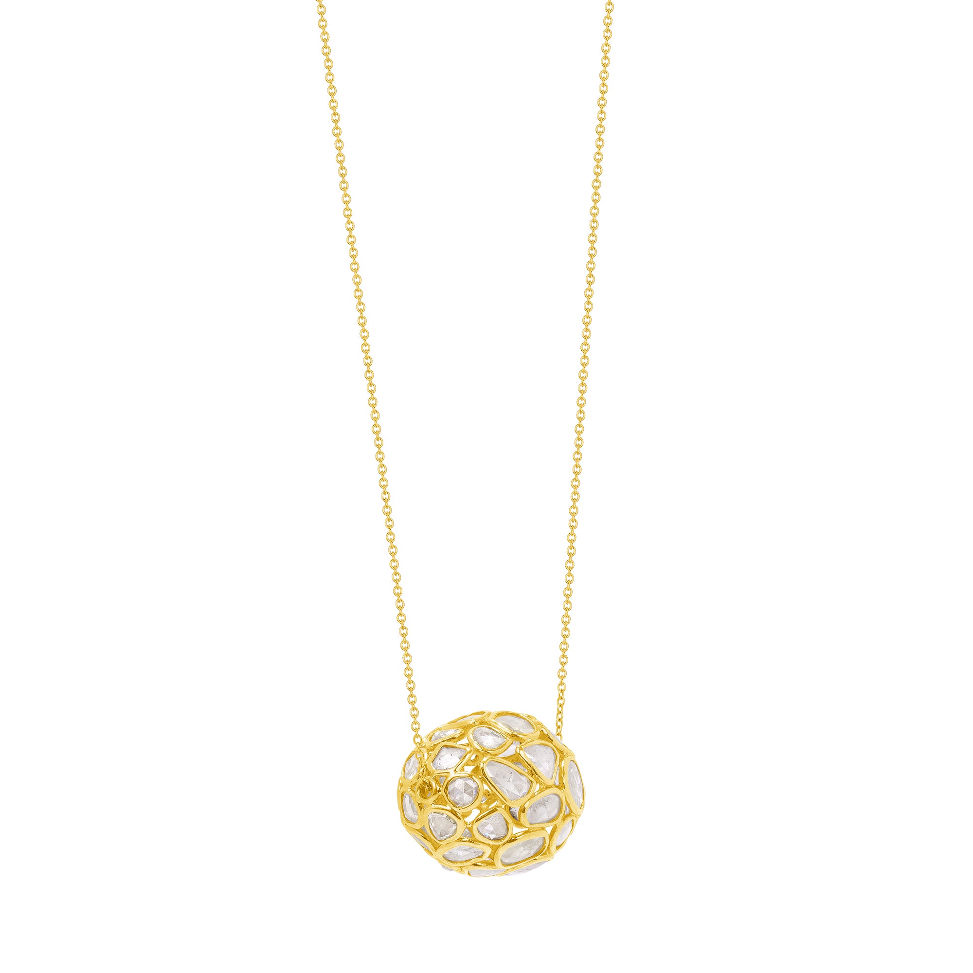 Large Bead, Rose Cut Diamond Necklace