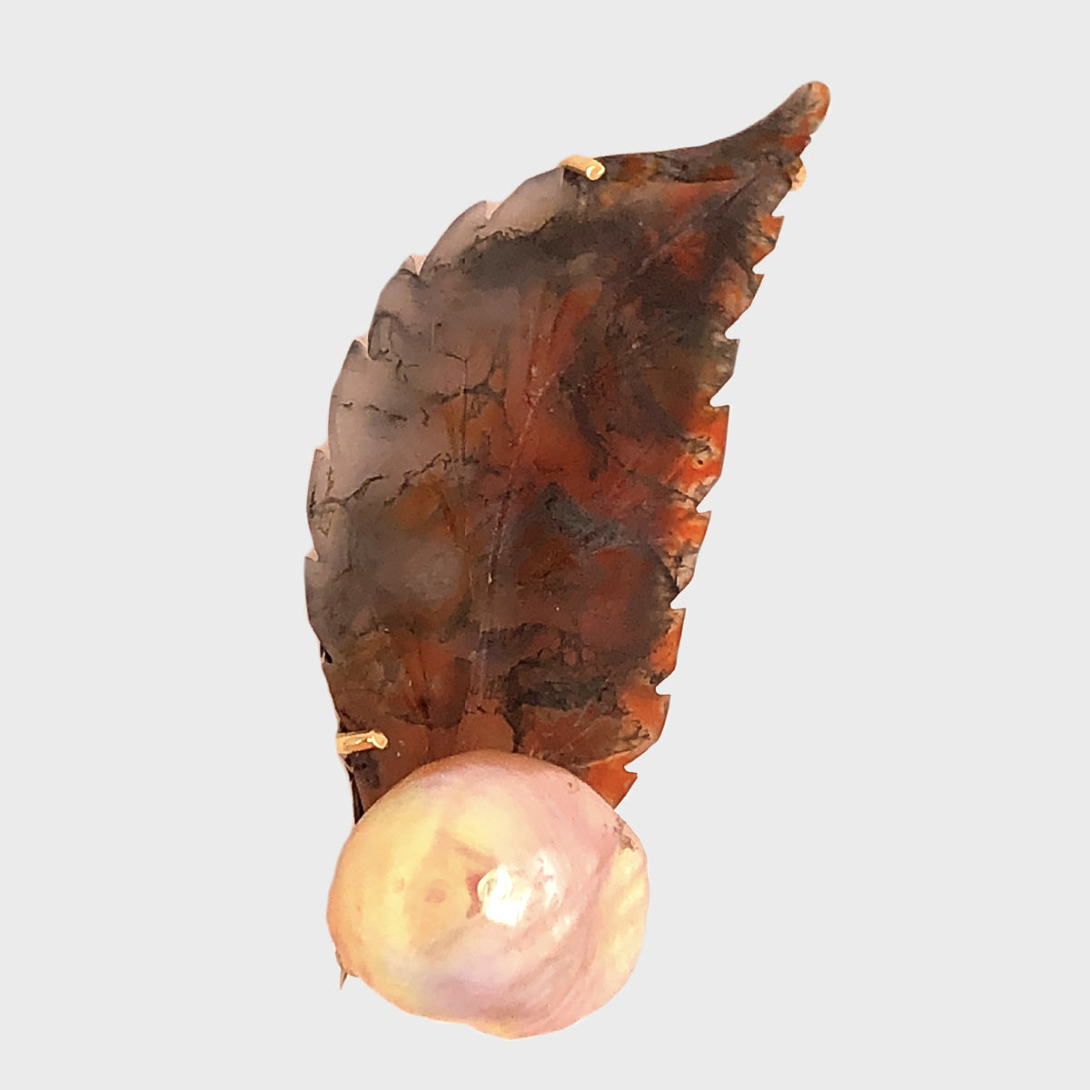 Agate Leaf Lapel Brooch