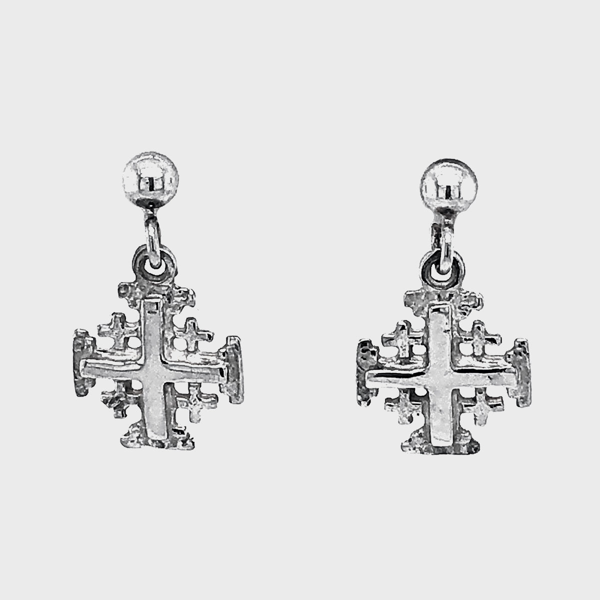 Jerusalem Cross, Ball Top Post Earrings