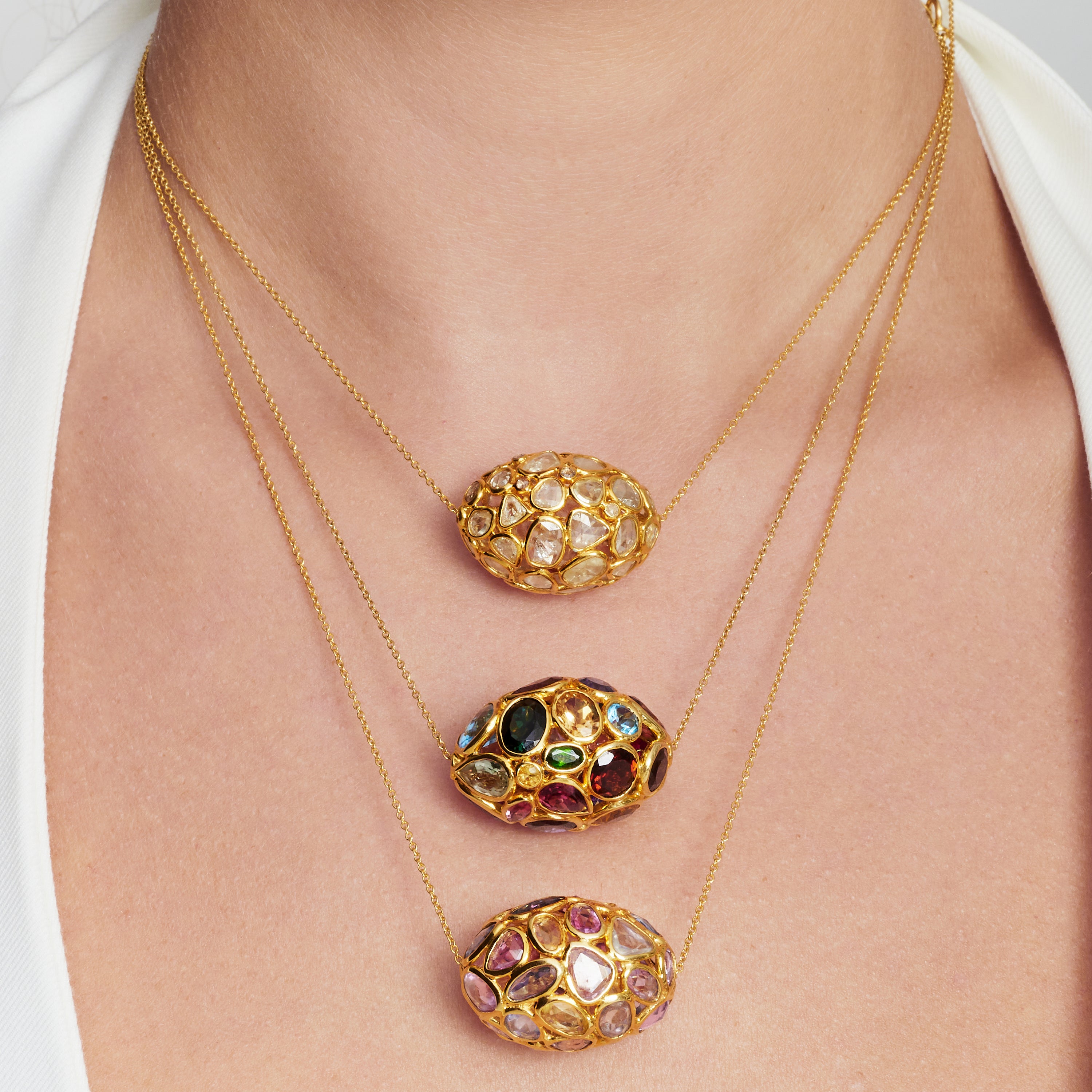 Large Bead, Rose Cut Diamond Necklace