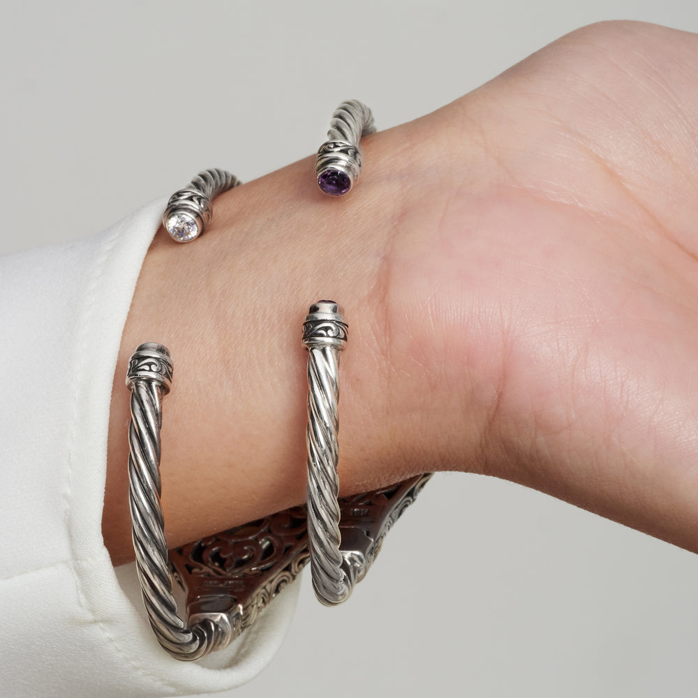 Filigree Cuff Bracelet with White Topaz