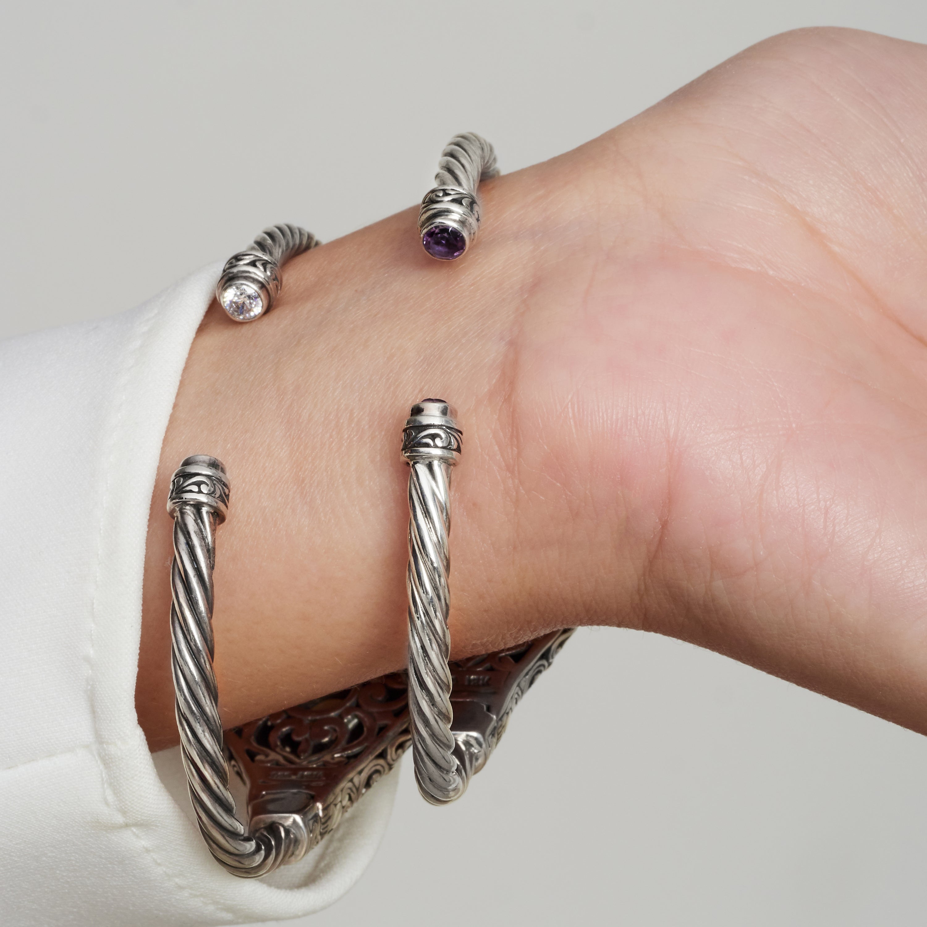 Filigree Cuff Bracelet with Amethyst