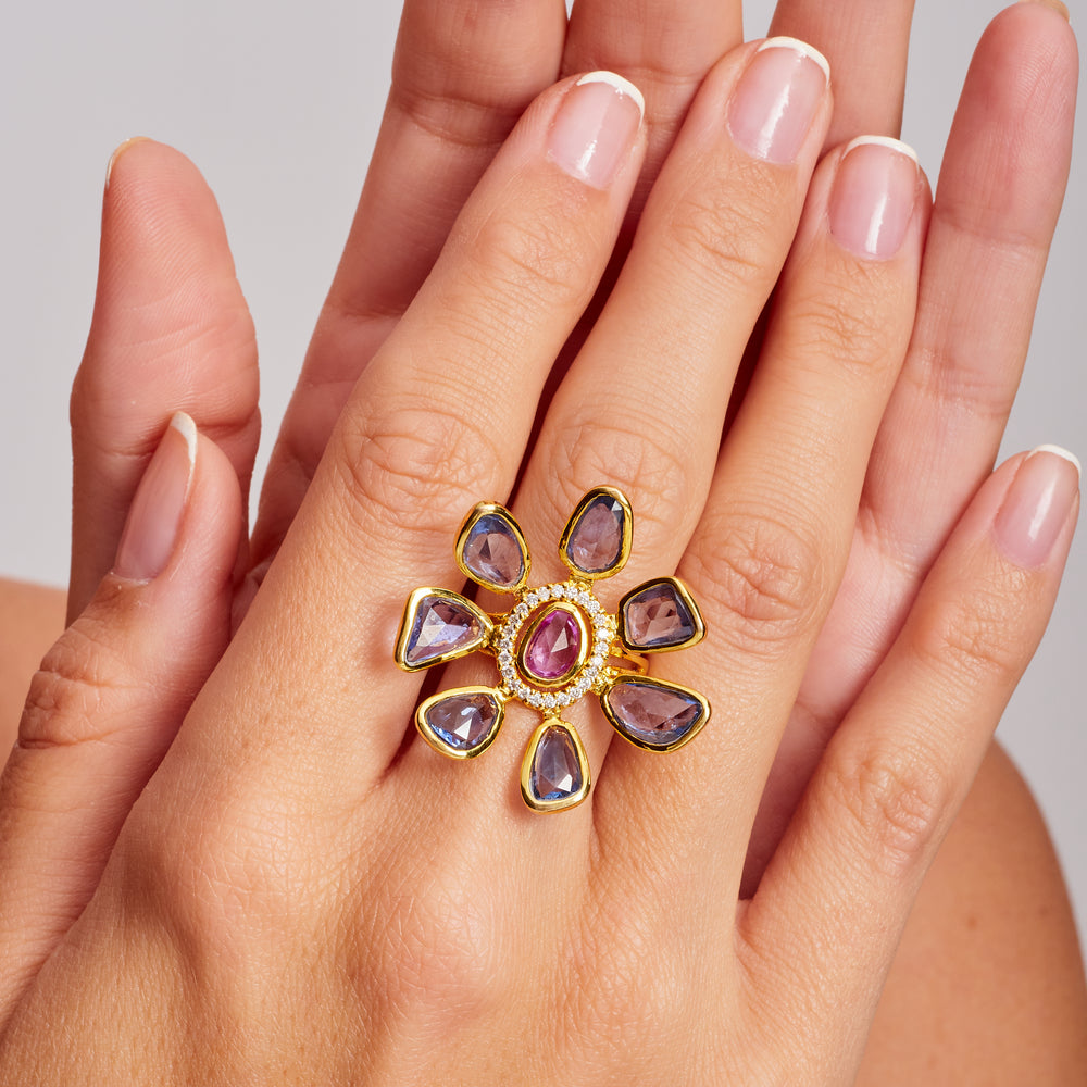 Sapphire Flower Ring