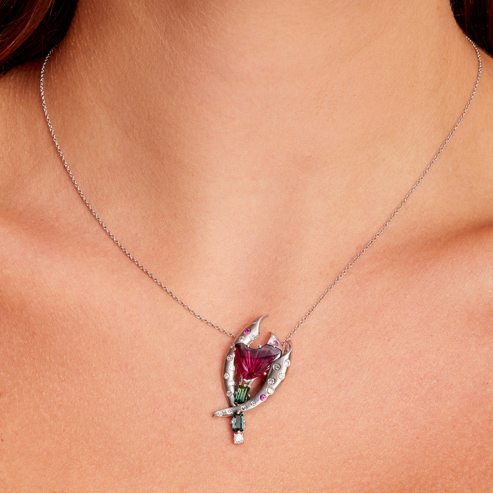 Garnet Flower Pendant
