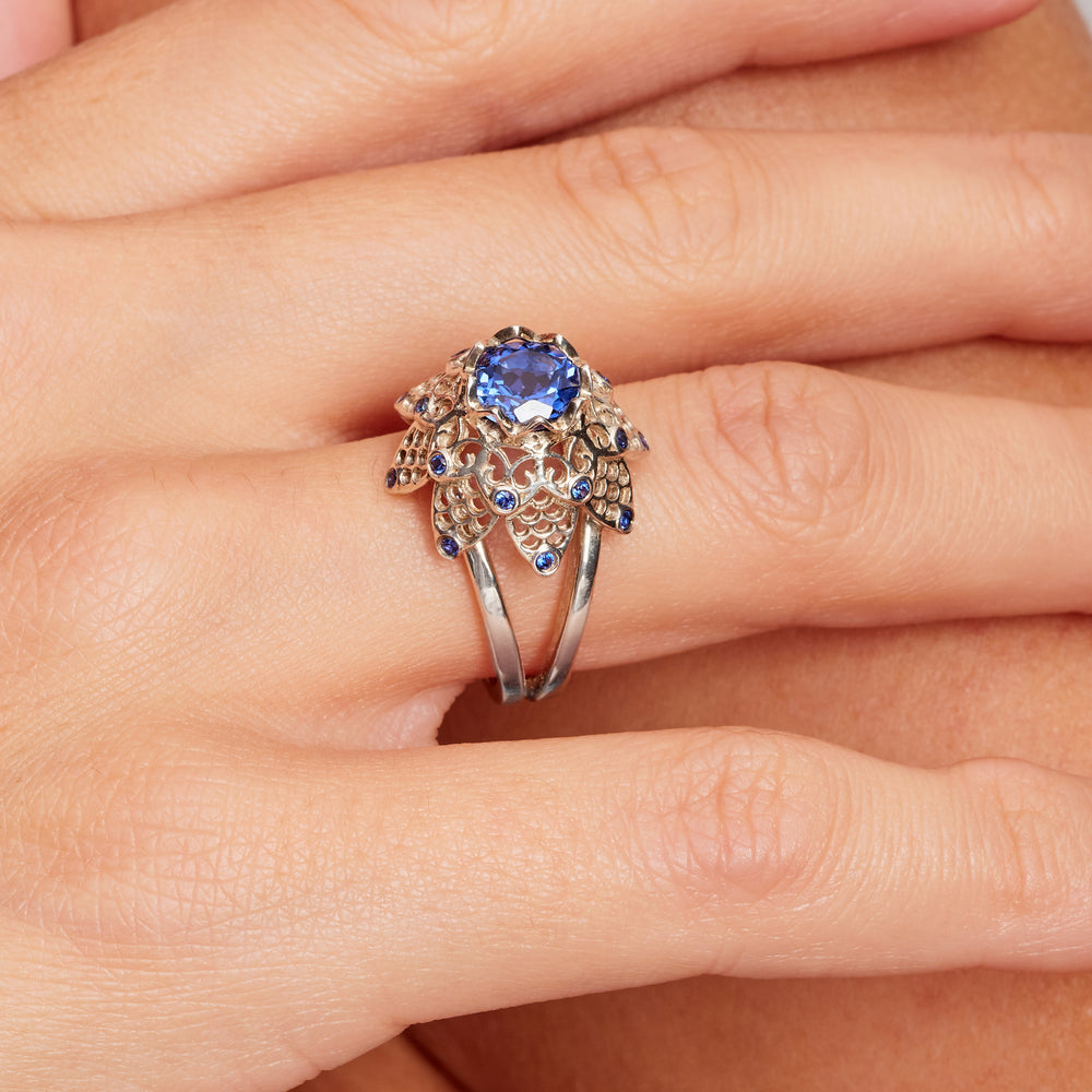 Lace Blue Sapphire Ring - Size 6