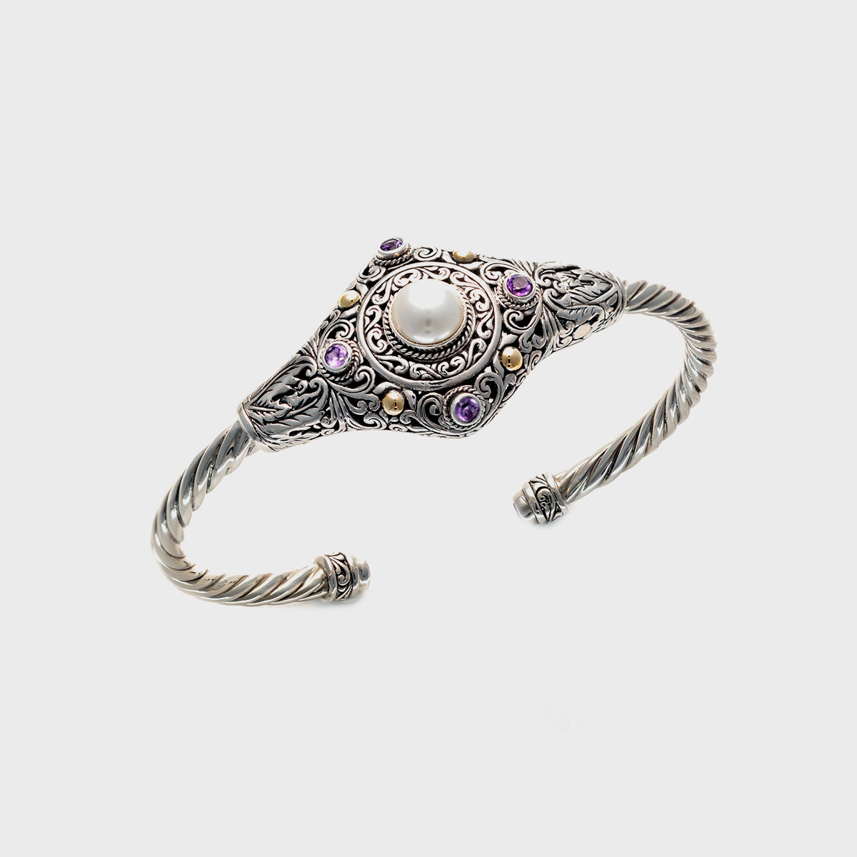 Filigree Cuff Bracelet with Amethyst