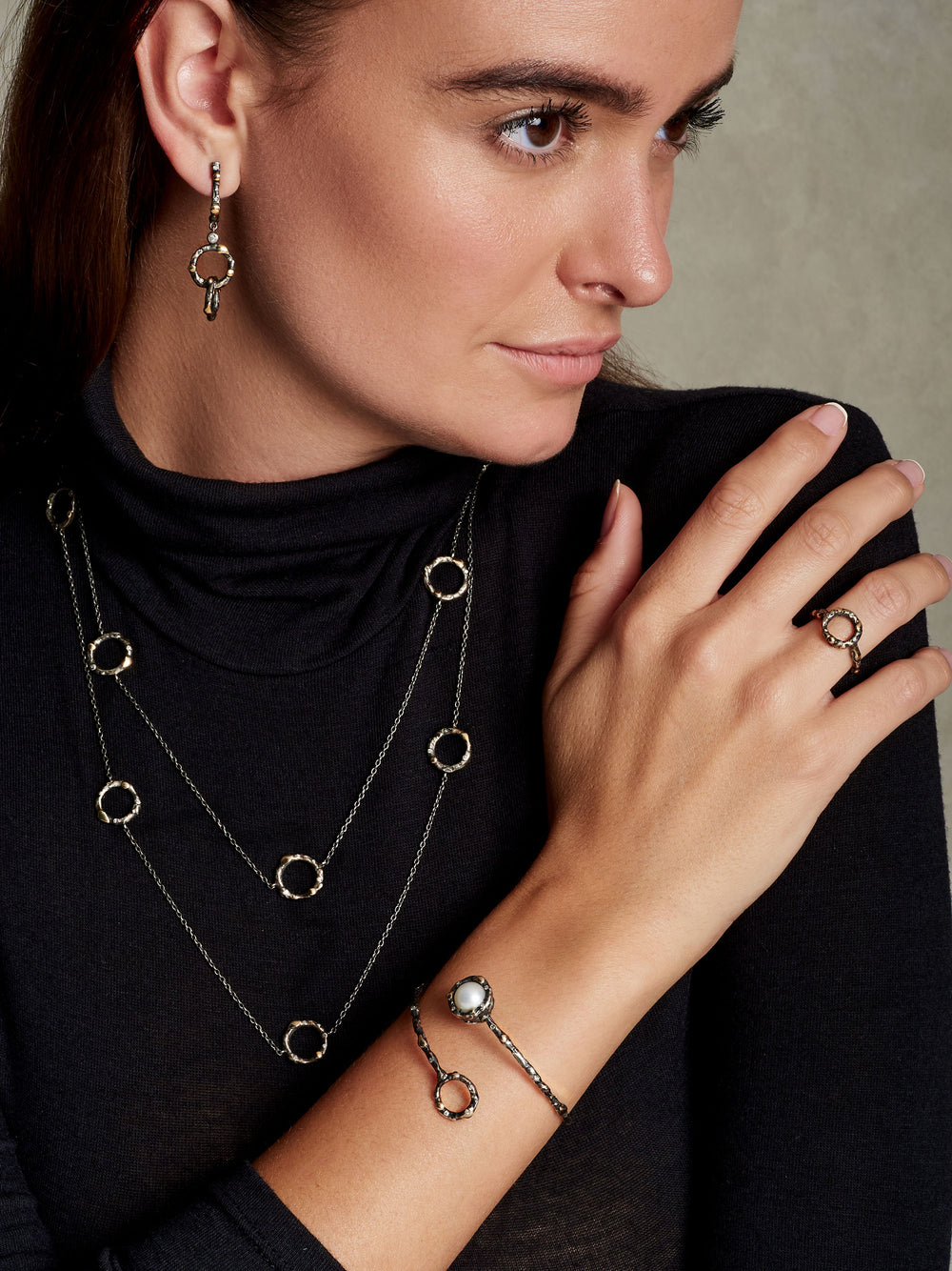 Diamond Double Circle Earrings