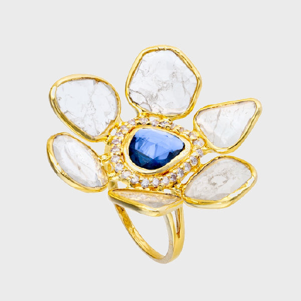 Diamond Slices Flower Ring