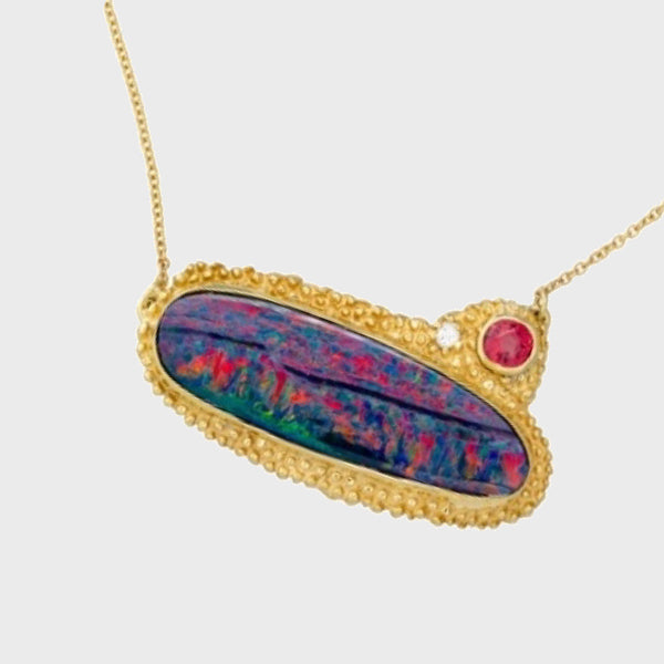 Lightening Ridge Opal Necklace Brenda Smith Jewelry