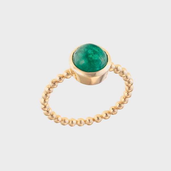 Emerald Cabochon Ring on Ball Shank