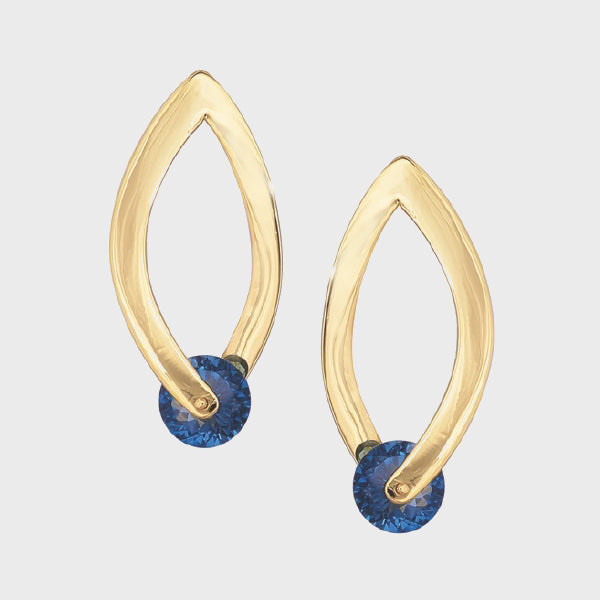Front and Back London Blue Gold Earrings Brenda Smith Jewelry