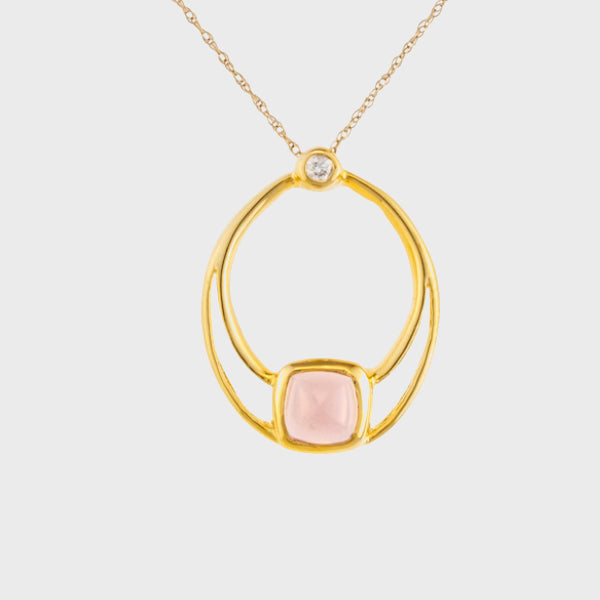 Smooth Finish, Split Oval Pendant - Pink