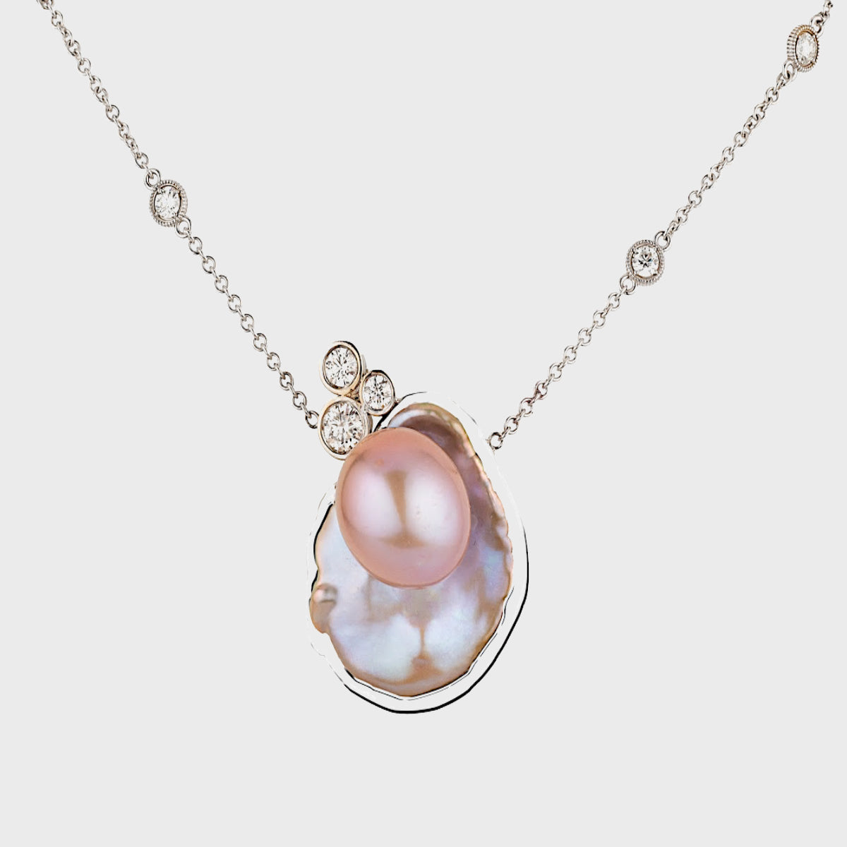 Seeing Double Pearl and Diamond Necklace Brenda Smith Jewelry