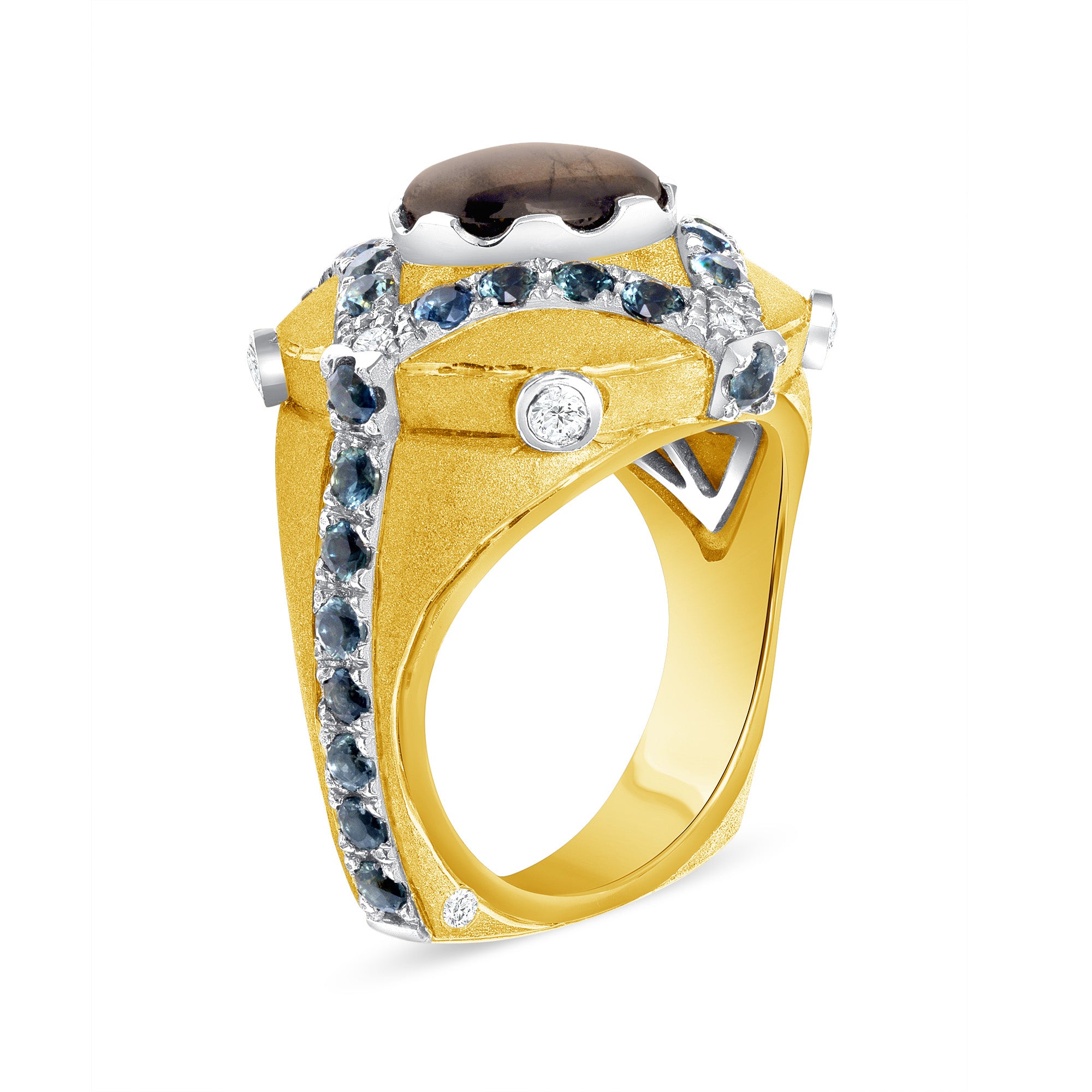 GoldSheen TM & Blue Sapphire Men's Ring