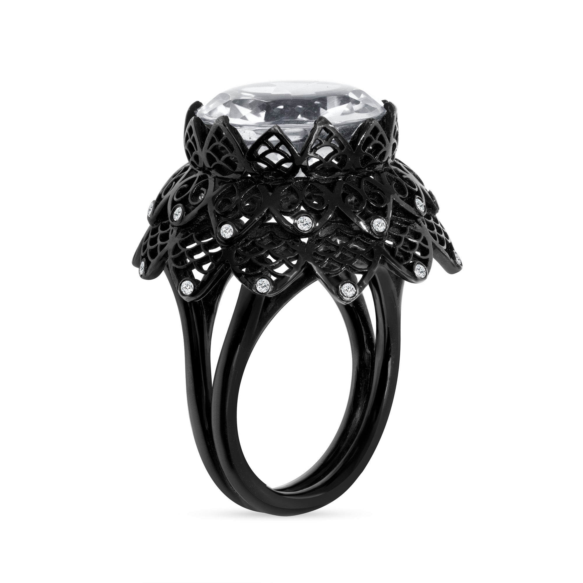 Black Lace Prasiolite Ring