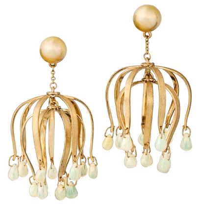 18K Gold Pearl and Opal Mini Celebration Earrings - Luxe Golden South Sea & Ethiopian Opal Drops