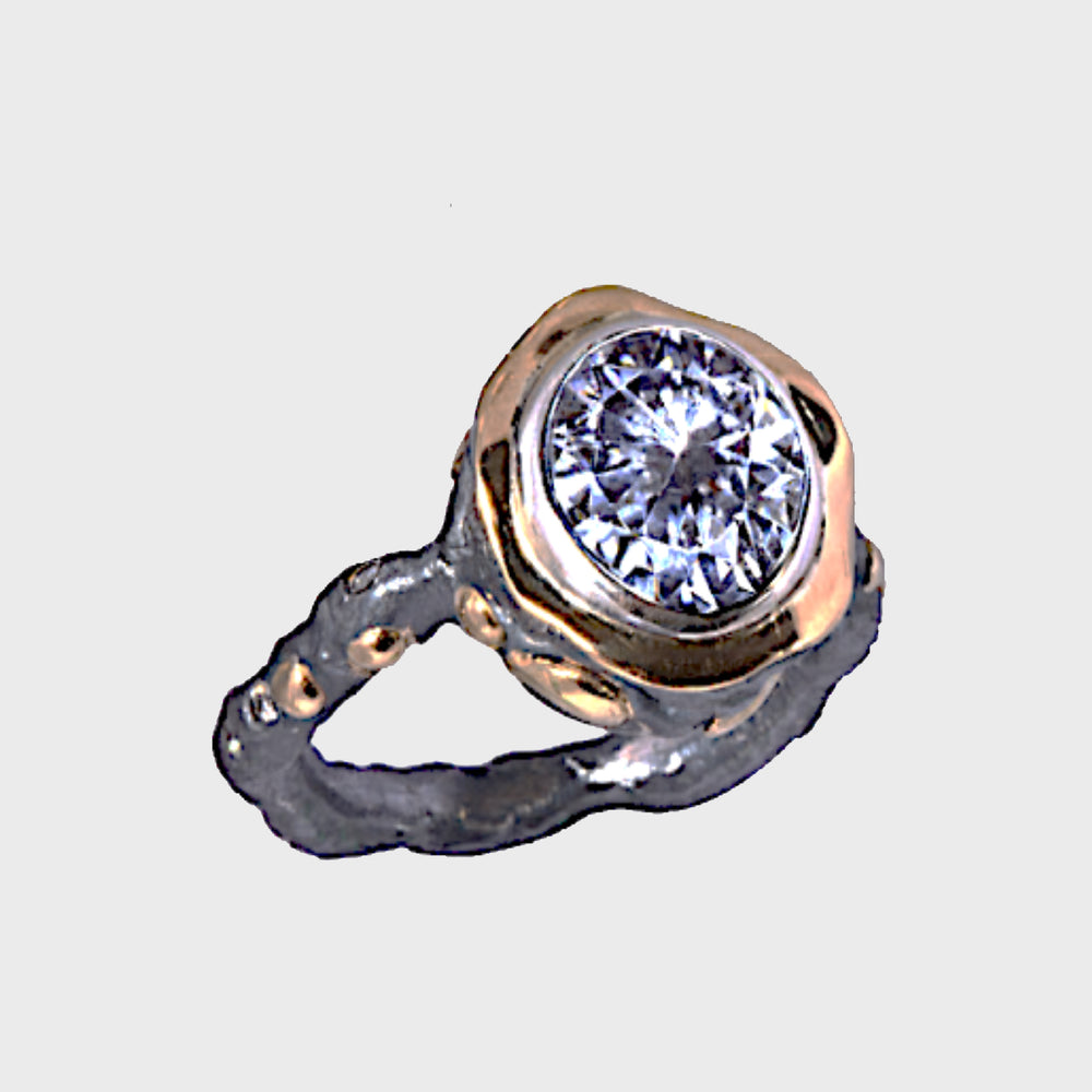 White Topaz & Diamond Ring