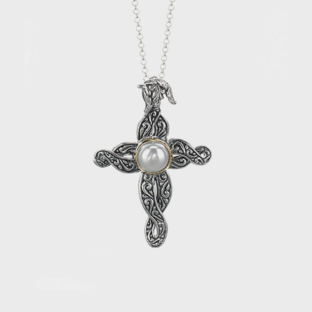 Filigree Cross Pearl Pendant