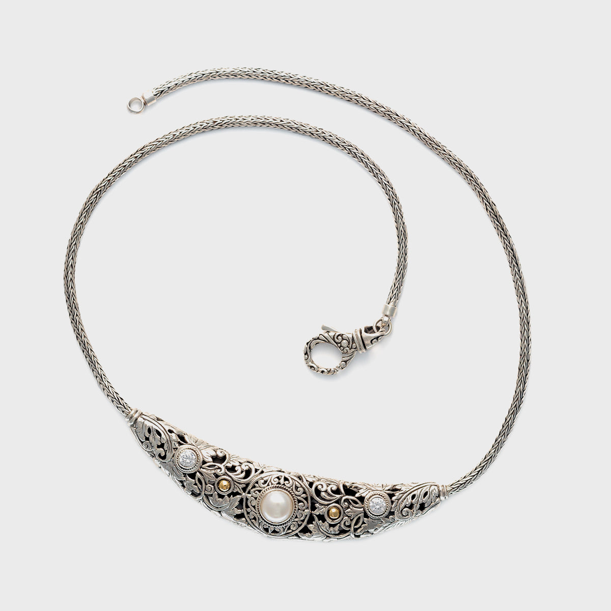 Filigree Necklace with White Topaz