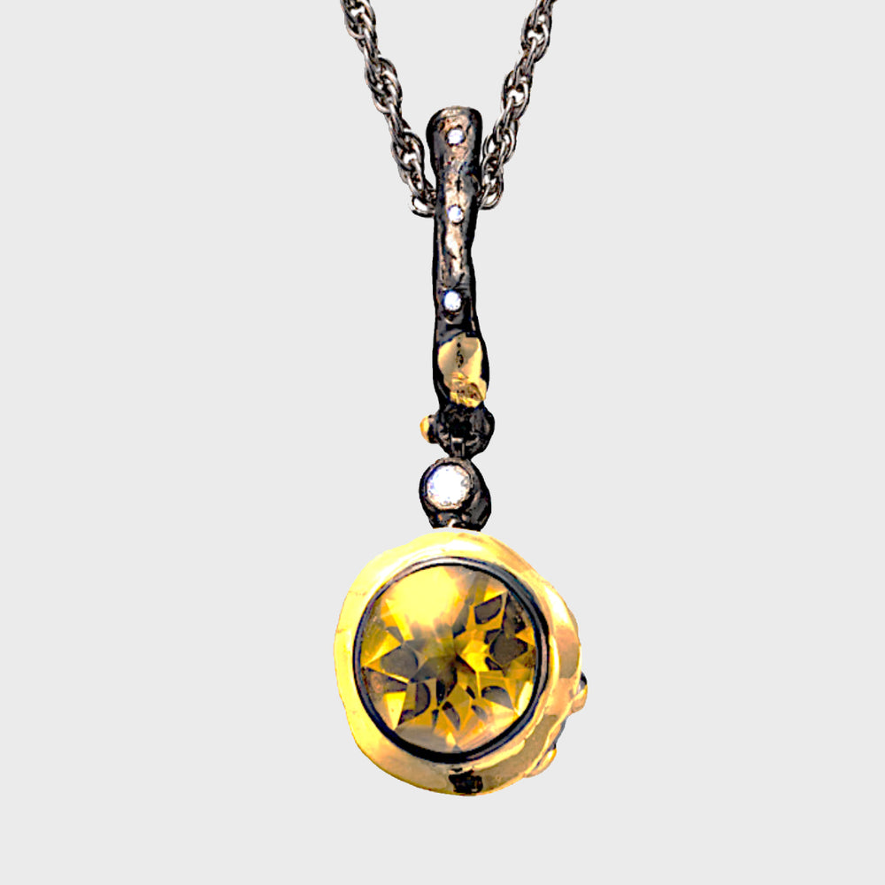 Citrine & Diamond Drop Pendant