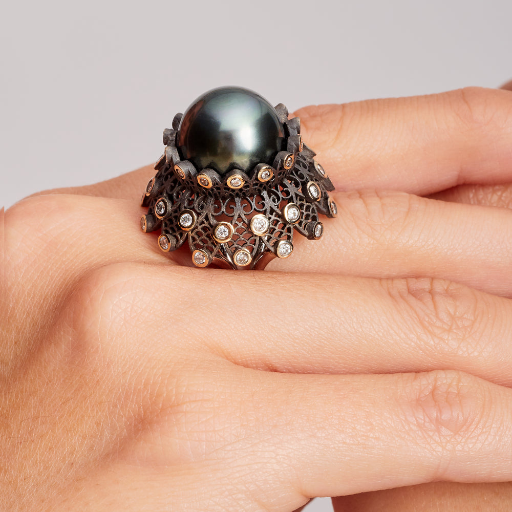 Cultured Pearl Lace Ring