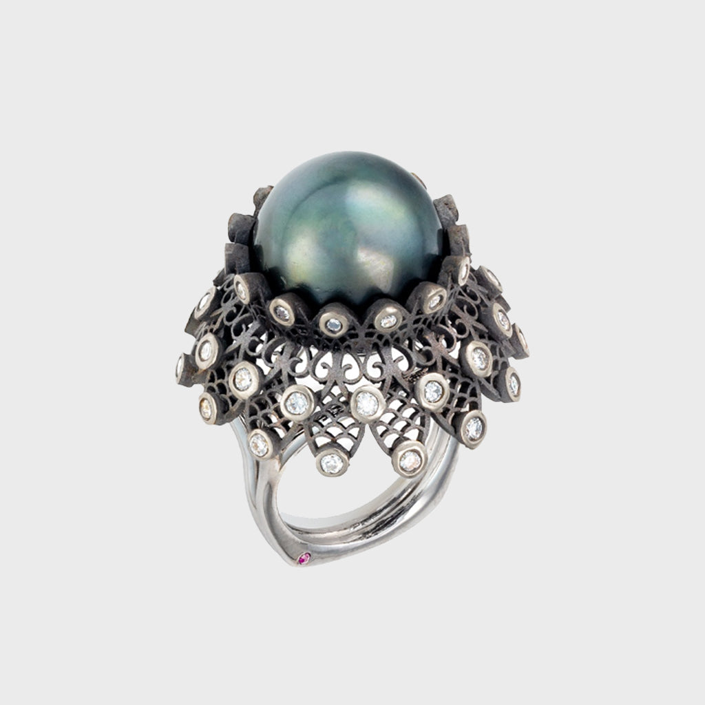 Cultured Pearl Lace Ring