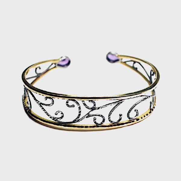 Platinum and Yellow Gold Scroll Bracelet