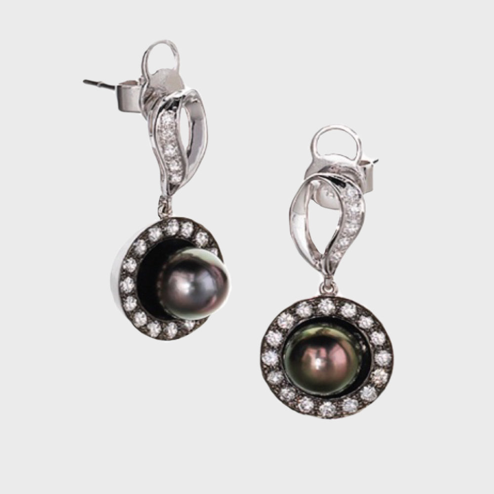 Reflections Collection, Tahitian Pearl Leaf Earrings