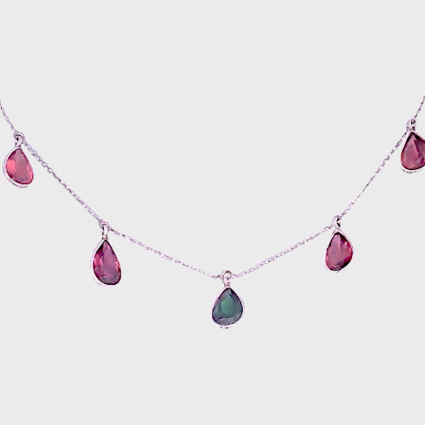 Multicolor, Pear Faceted Tourmaline Necklace