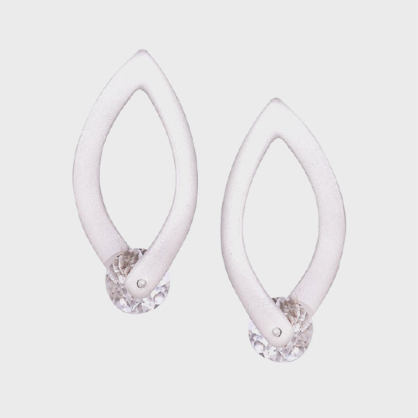 Front and Back White Topaz Earrings in Brushed Sterling
