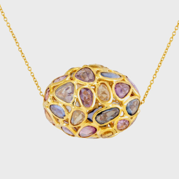 Large Bead, Multicolor Sapphire Necklace