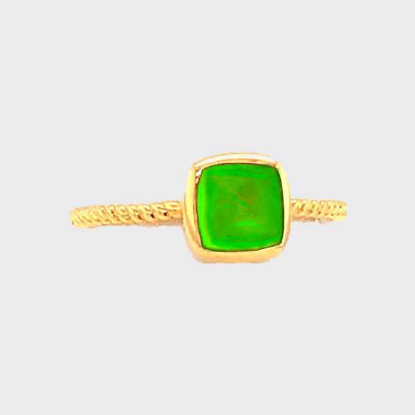 Twist Band Ring With Raised Head - Green