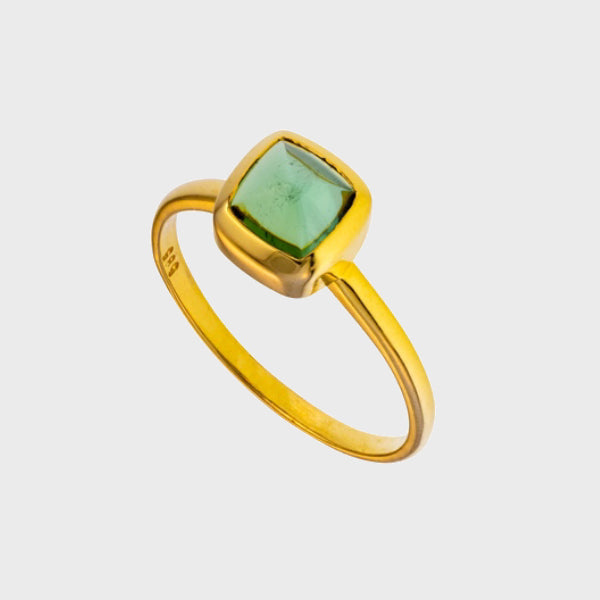 Smooth Band Ring With Tourmaline - Green
