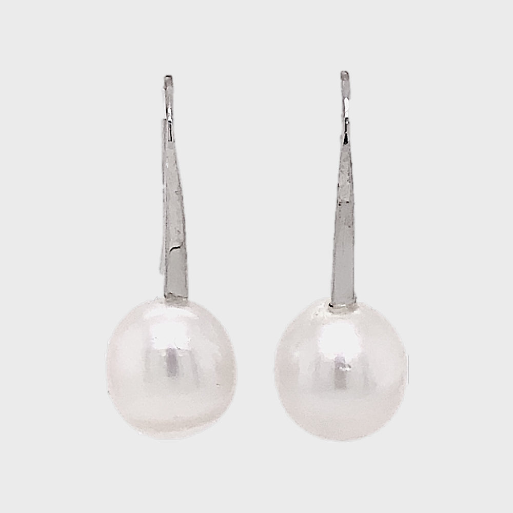 South Sea Drop Pearl Earrings in White Gold