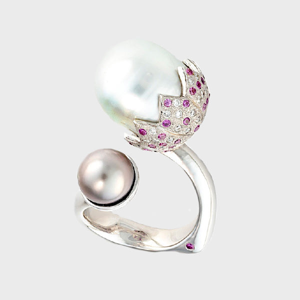 Crossover Tahitian and South Sea Pearl Ring