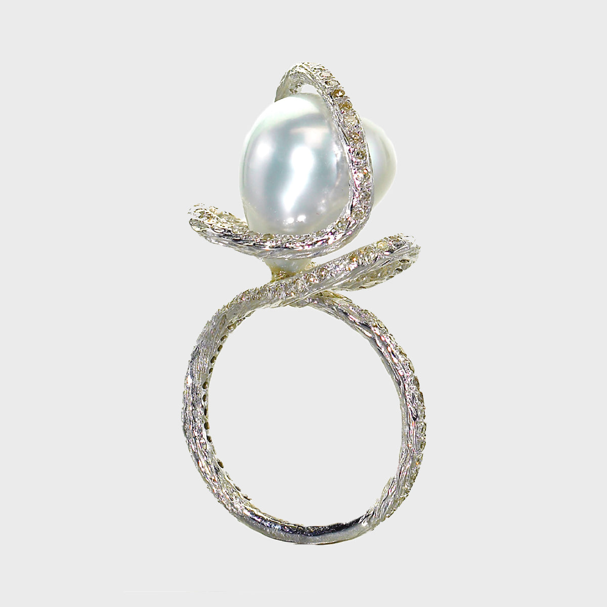 South Sea Silver Pearl Swirl Ring
