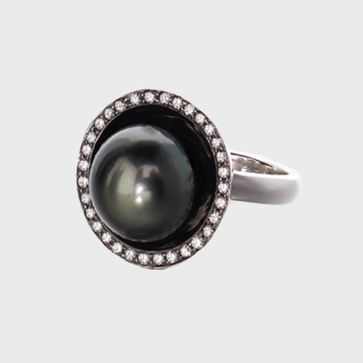 Reflections, Tahitian 13mm Pearl Ring with Diamonds