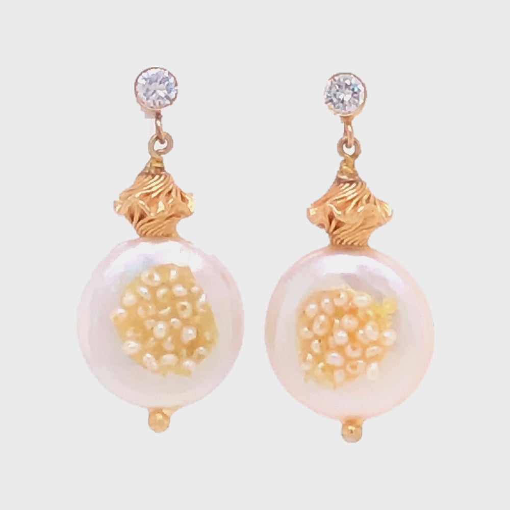 Coin Pearl and Keshi Earrings