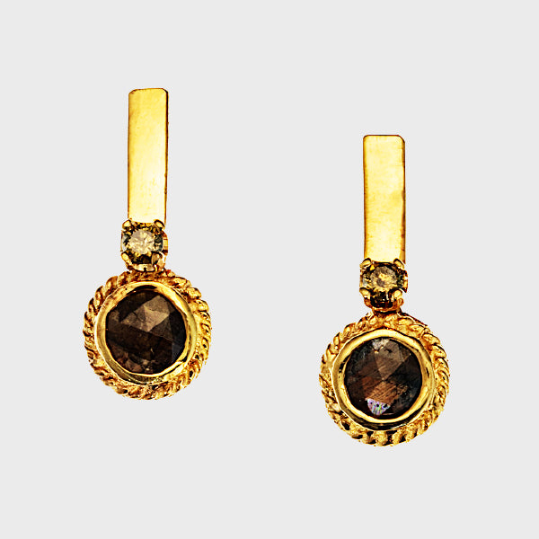 GoldSheenTM Sapphire and Diamond Drop Earrings